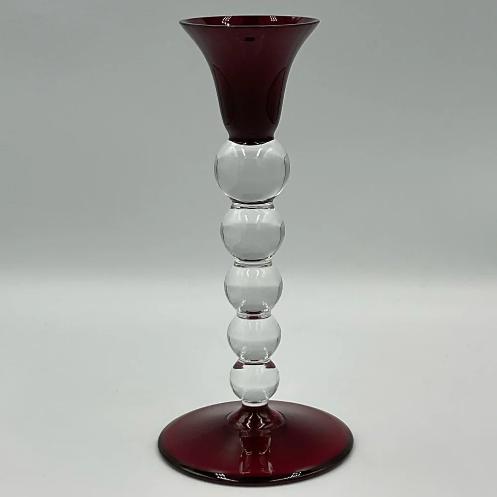 Vintage Mikasa Cranberry Glass Candle Holder